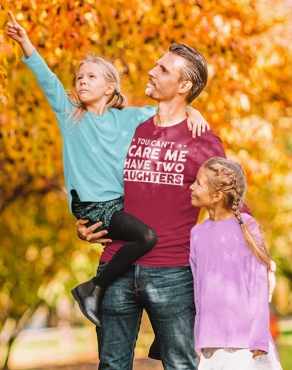 You Can'T Scare Me, I Have Two Daughters, Funny Dad T-Shirt, Cute Joke Men T Shirt Gifts for Daddy