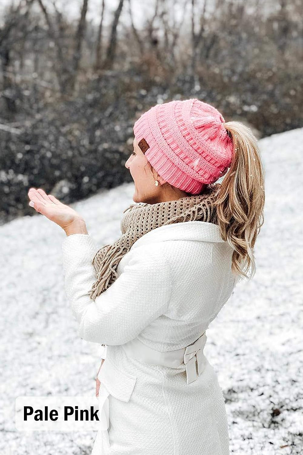 Women'S Ponytail Beanie Hat - Soft Ribbed Messy Bun Knit Cap - Solid, Confetti & Multi-Tone